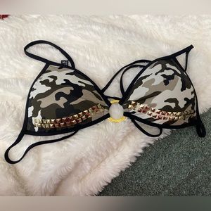 Studded Camo Bikini Top